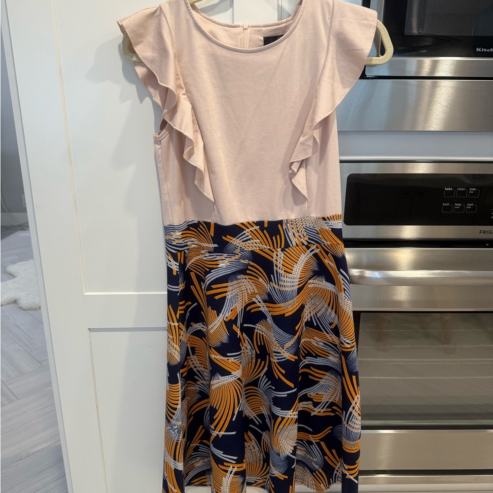 Yathon Ruffle Sleeve Fit & Flare Dress - Medium